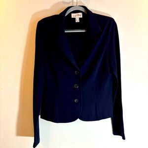 JOSEPH RIBKOFF Sz 10 Blazer Unlined Jersey Knit Shoulder Pads Slinky Classic Cut